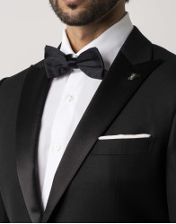 Castello d'Oro Black Wool Tuxedo Jacket thumbnail 3